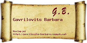 Gavrilovits Barbara névjegykártya